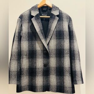 Madewell Oversized Black and Gray Plaid Coat